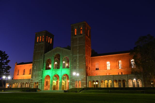 UCLA's Royce Hall first turned green in 2013