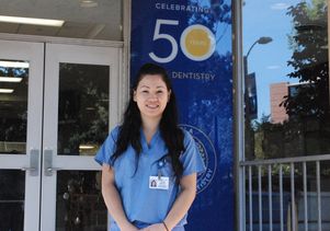 Abalos volunteers at the West Los Angeles VA Hospital assisting veteran-patients in the dental clinic.