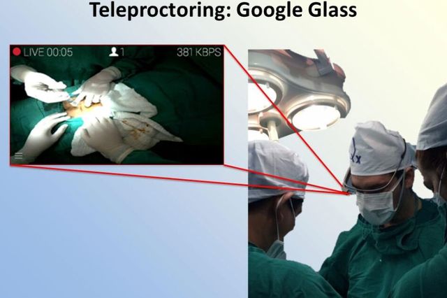 Dr. Martin Chenu from Paraguay wears Google Glass during a hernia procedure