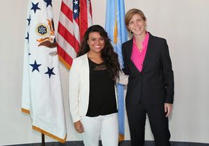 Wendy Cartagena-Gonzalez with UN Ambassador Samantha Power
