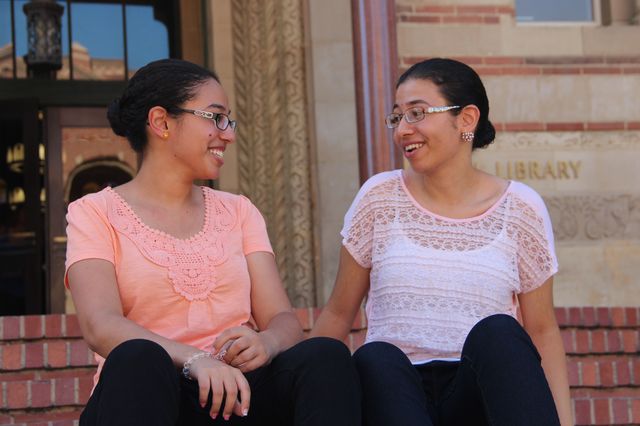Marina and Youstina Salama at Powell Library