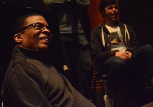 Grammy- and Academy Award-winning musician Herbie Hancock, chairman of the Thelonious Monk Institute of Jazz and a professor at the UCLA Herb Alpert School of Music, listens as the institute's student musicians perform.