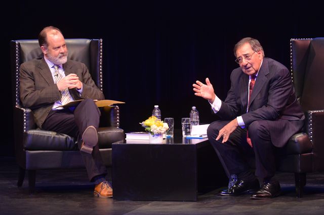 UCLA Luskin Senior Fellow Jim Newton and Leon Panetta