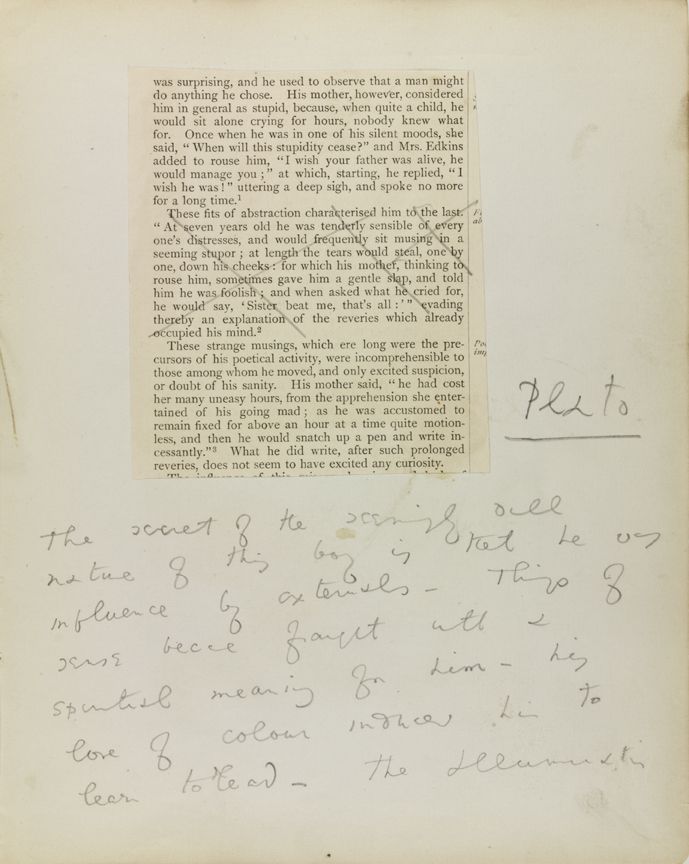 A page from Oscar Wilde’s notebook about Thomas Chatterton.