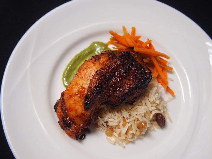 North African-style honey-roasted chicken with Lebanese rice