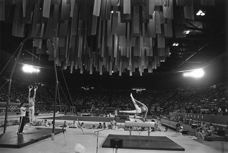 Men's gymnastics at the 1984 Olympics inside Pauley Pavilion