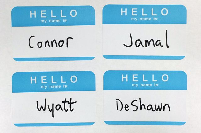 Four name tags