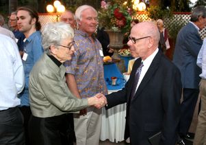 Retired Congressman Henry Waxman meets with attendees of his talk on campus
