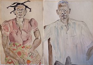 Martin, who is also an artist, did these watercolors of Chief Mbalayi (right) and his wife Ngomba, from Bibanga, Democratic Republic of Congo.