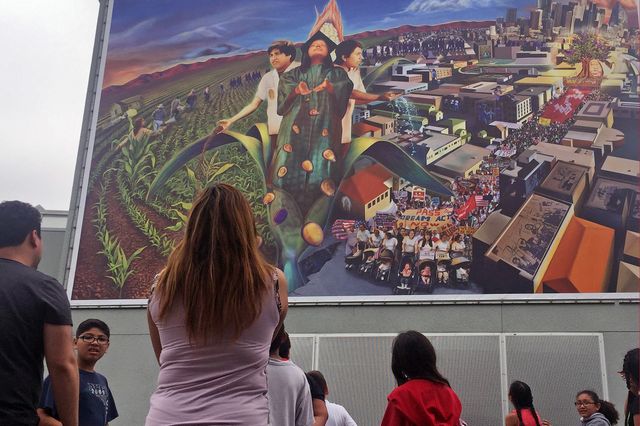 La Gente del Maize mural at the Judith F. Baca Arts Academy in Watts.