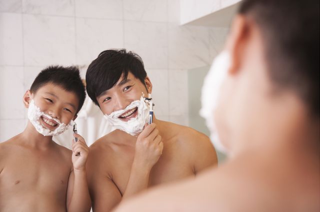 Father son shaving