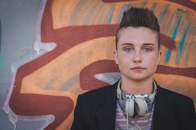 Girl wearing headphones