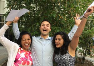 Medical students Jasmin-Ann Reyes, Razmik Ghukasyan and Pooja Upadhyaya react to their matches.