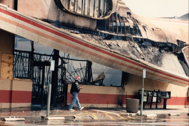 Burned building in Los Angeles