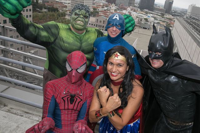 superhero window washers scale hospital bring smiles to young