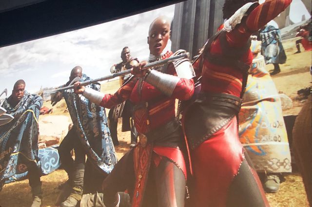 Still from the Marvel movie Black Panther depicting the female warriors of Wakanda, the Dora Milaje.