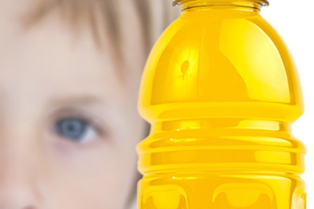 Child with sports drink illustration