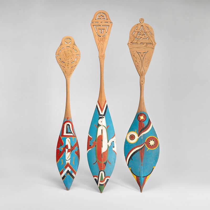 Decorated canoe paddles