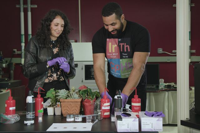 Rita Blaik and John Urschel in lab