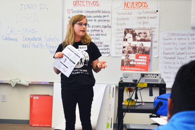 Veronica Ponce de Leon of UCLA-LOSH facilitating the train-the-trainer class in Santa Rosa, California.