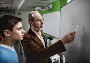 Teacher and math student