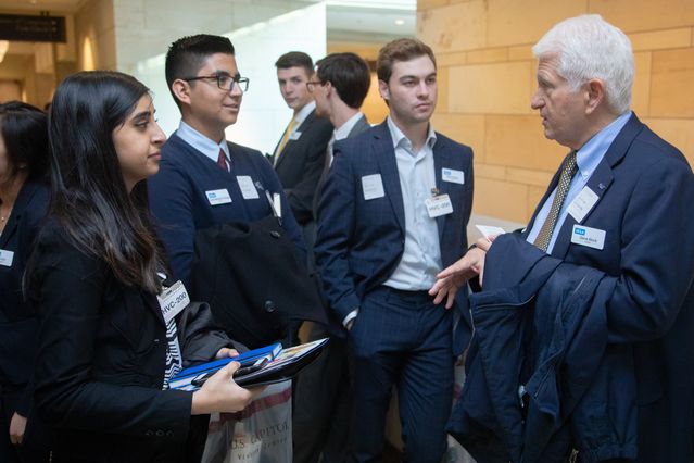 Students get personal time with Chancellor Gene Block during the D.C. trip Students talking with Chancellor Gene Block during the D.C. trip