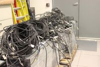 CARC staff will work over the next several months to connect the many cables that will bring the 12-rack, 120-node, 960-core Ulam supercomputer to life. CARC staff will work over the next several months to connect the many cables that will bring the 12-rack, 120-node, 960-core Ulam supercomputer to life.