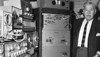 John D. Robb in this undated photo in his electronic lab.