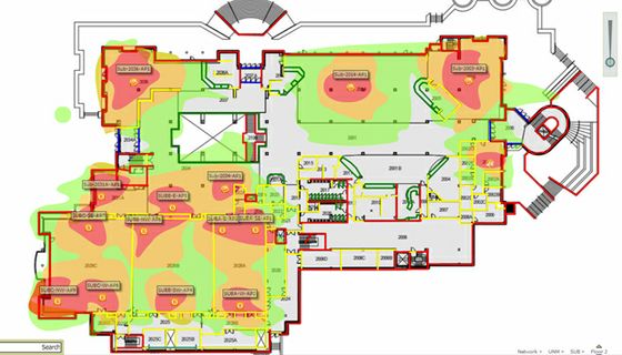 Second floor wireless internet coverage before a $250,000 improvement project.
