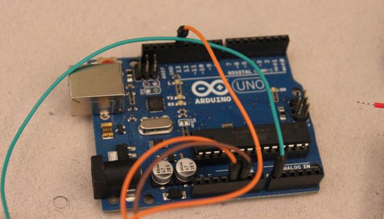 An Arduino microcontroller