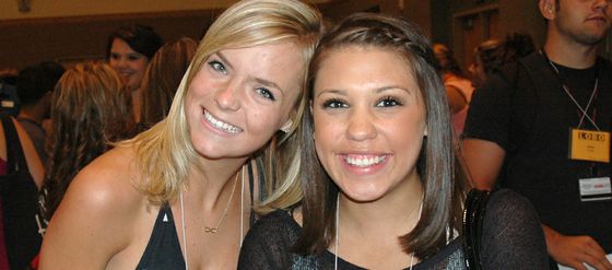 University of New Mexico freshman Waverly Mathis (left), along with another student, attend new student orientation.
