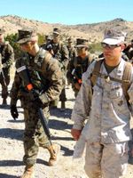 Rodriguez leads UNM NROTC students during a field exercise at Kirtland Air Force base.