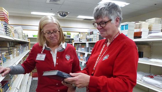 Bookstore Director Carrie Mitchell (l) and Textbooks/Course Materials Division Manager Peg Lewis are always looking for ways to lower textbook costs Bookstore Director Carrie Mitchell and Textbooks/Course Materials Division Manager Peg Lewis are always looking for ways to lower textbook costs