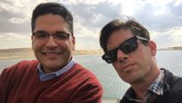 Mahmoud Taha and Mark Stone in the Suez Canal