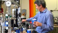 Zach Sharp, Distinguished Professor of Earth and Planetary Sciences, conducts and experiment in the UNM-CSI lab. Sharp is the director of the newly-opened UNM-CSI lab. CSI Zach