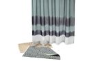 Nate Berkus Dip-Dyed Shower Curtain in Aegean Sea and Nate Berkus Aztec Diamond Bath Rug in Ultramarine and Wheat (20”x33”)