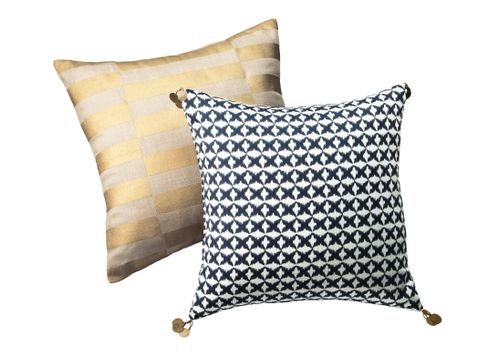 Nate Berkus Gold Broken Stripe Pillow and Nate Berkus Indigo Star Ikat Pillow