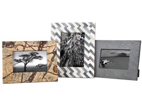 Nate Berkus Stone Picture Frames in Marble, Slate and Bone