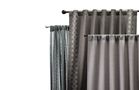 Nate Berkus Aztec Diamond Curtain in Charcoal (54”x84”), Nate Berkus Inca Print Curtain in Charcoal (54”x84”), and Nate Berkus Textured Solid Curtain in Slate (54”x84”)