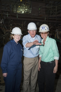 Sen. Roger Wicker (center) and his wife Gayle (left) toured the amphibious transport dock John P. Murtha (LPD 26) on Tuesday with Ingalls Shipbuilding’s LPD 26 ship program manager, Kari Wilkinson. Photo by Andrew Young/HII Sen. Roger Wicker Visits Ingalls Shipbuilding