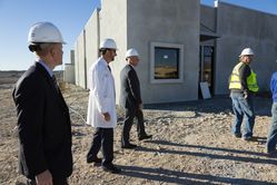 Ear Nose & Throat Consultants of Nevada co-founder Dr. Russ Schroeder (left center) shows City National’s John Wilcox (right) and Lee Pullan (left) the progress of the medical group’s new 13,500 square foot surgery center being financed by City National