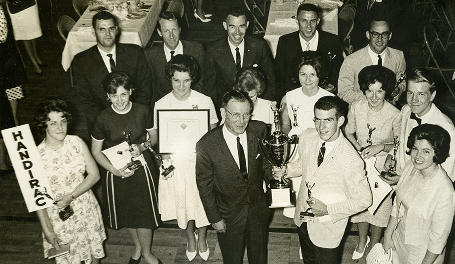 Duke Power President W.B. McGuire presenting an award. But what award and when and where? And who are these people? Mguire