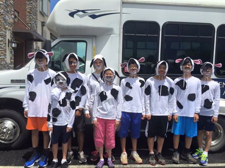 The younger Wright siblings dress up for Chik-fil-A Cow Appreciation Day. Chick-fil-A Cow Appreciation Day July 2015