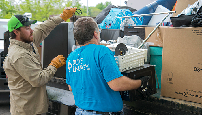 Duke Energy volunteers spent a combined 145 hours on May 9 picking up items for the Hoosier to Hoosier Community Sale. 20170523HoosierCommunitySale_700_3