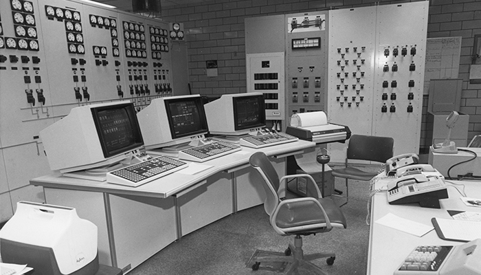 The Allen Steam Station control room in 1988. 20170615Allen60_controlroom_700