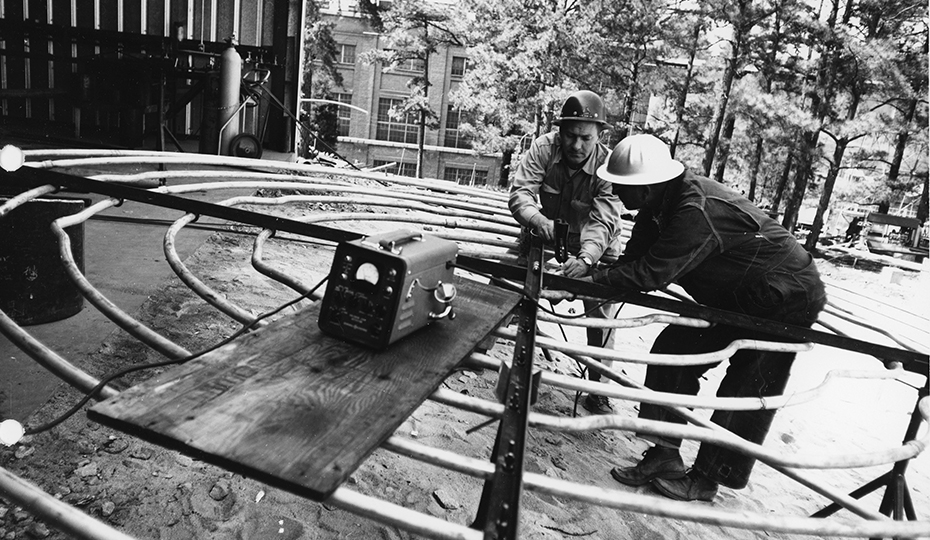 Testing freon on a stainless steel cooling coil for the reactor slab in 1961. 33 freon
