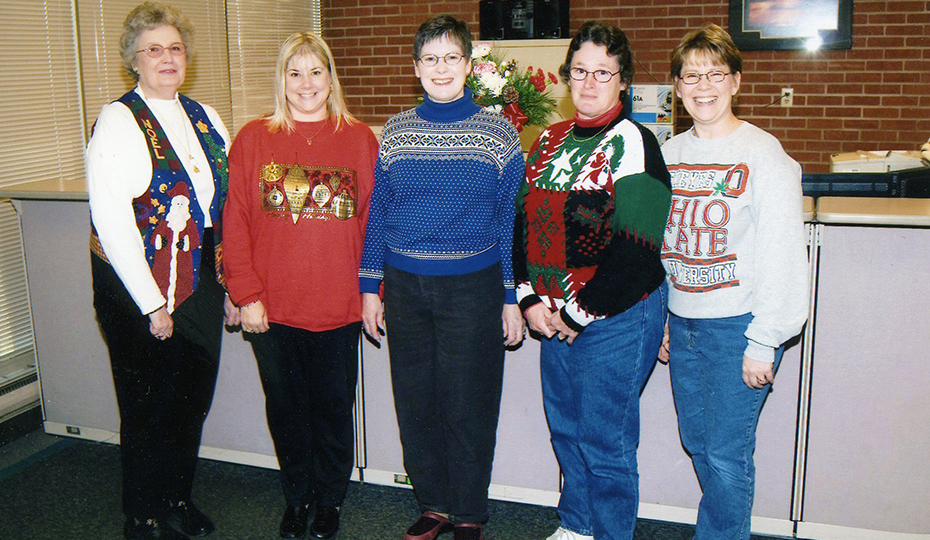 Photo 187: It's never too early to break out the Christmas sweater. Recognize any of these Public Service Indiana employees? Where did they work? 20171019CYI187
