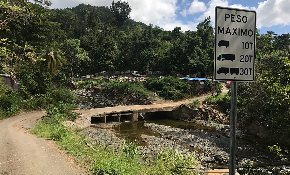 The narrow mountain roads are difficult driving for bucket trucks. 2018-0214-Mosier-Puerto-Rico-930-3