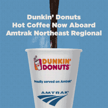 amtrak dunkin donuts coffee northeast onboard trains served regional being announce excited today