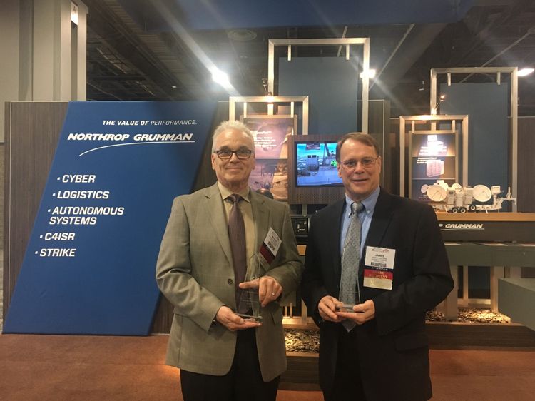 Northrop Grumman engineers Michael Panopoulos (left) and James Van Kirk (right) were inducted Nov. 29 into the Association of Old Crows (AOC) Electronic Warfare Technology Hall of Fame at the 53rd Annual AOC International Symposium and Convention, Nov. 29 – Dec. 1, 2016, in Washington, D.C. Northrop Grumman’s Michael Panopoulos and James Van Kirk Inducted into AOC Electronic Warfare Technology Hall of Fame
